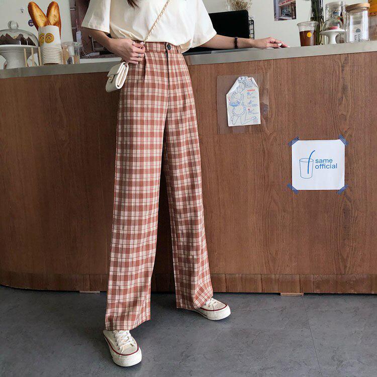 Женские Широкие брюки в клетку, размер: M-XL, цвета в ассортименте
