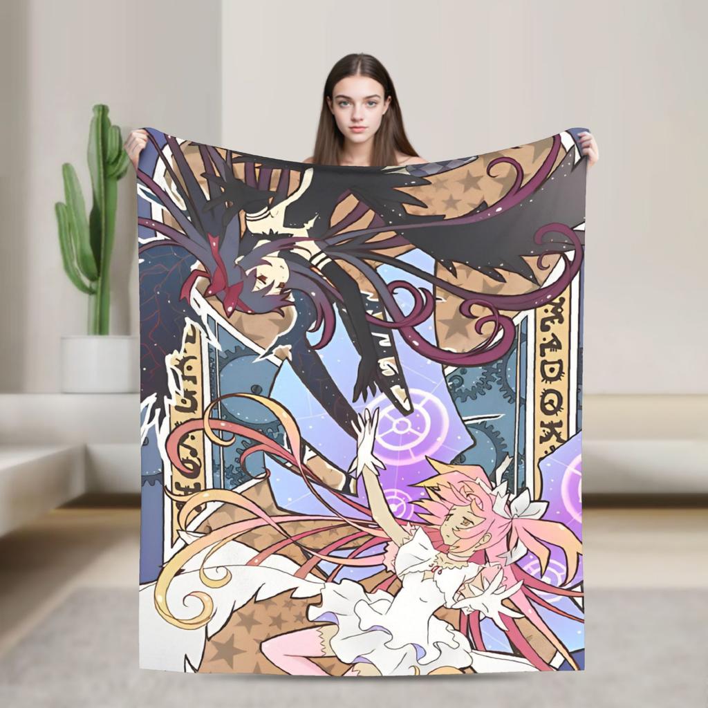 Puella Magi Madoka Magica Blanket Fleece Air Conditioning Cartoon Breathable Soft Throw Blankets for Home Plush Thin Quilt