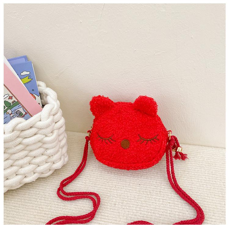 Plush Cat Styling Shoulder Crossbody Bag Embroidered Design Suitable For Child
