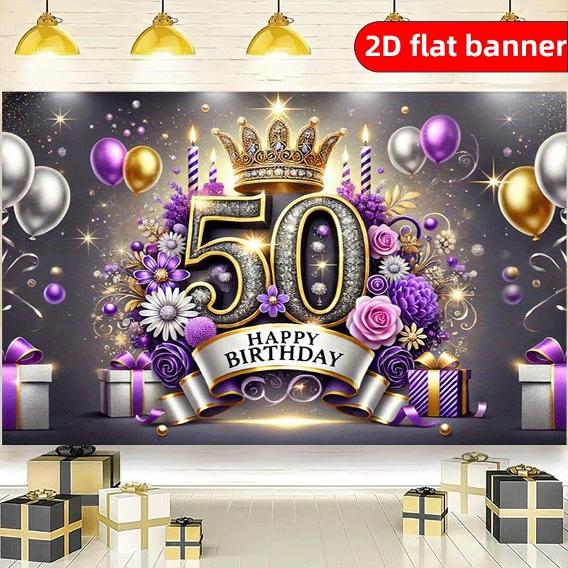 Счастливого 50-летия Тканевый фон Флаг Фон для вечеринки Гобелен Внутренние и наружные баннеры