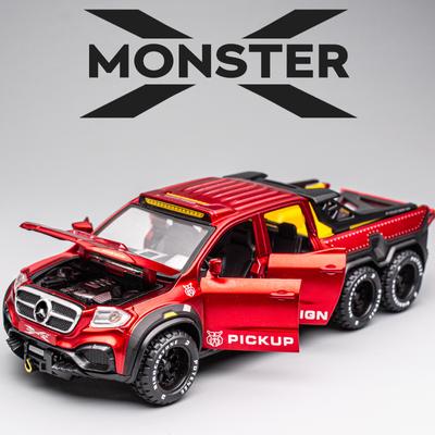 Новый 1/28 X-class EXY 6X6 Pickup Metal Diecast Alloy Toy Cars Models Trucks For Boys Children Kids Off-road Vehicles Collection Gift