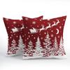 Christmas-Themed Pillow Covers 20×20 inches in Red and White—Featuring Christmas Trees Santa Claus Reindeer and Snowflakes—Decorative Sofa