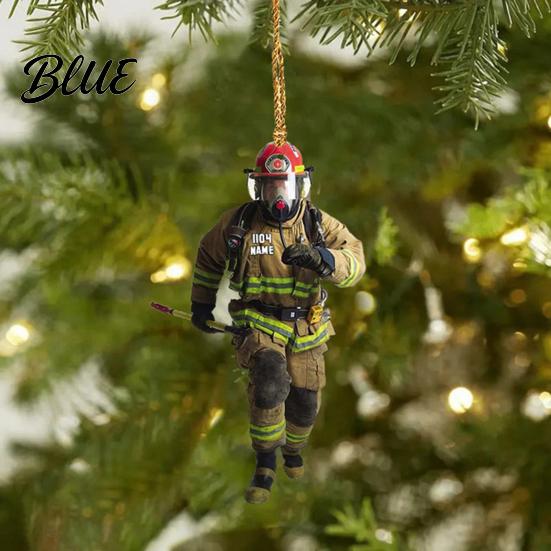 Interior Rearview Pendant Christmas Tree Firefighter Ornament with Lanyard Widely Used Decoration Car Mirror Hanging Fireman Uniform