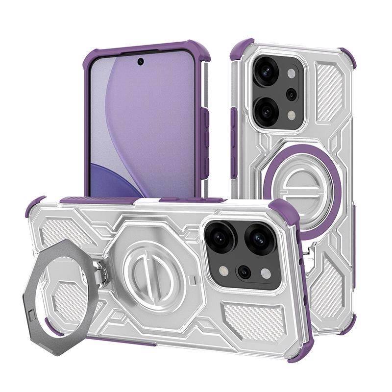 Прозрачный противоударный вращающийся чехол-подставка для телефона с магнитом для серии OPPO и Realme 15