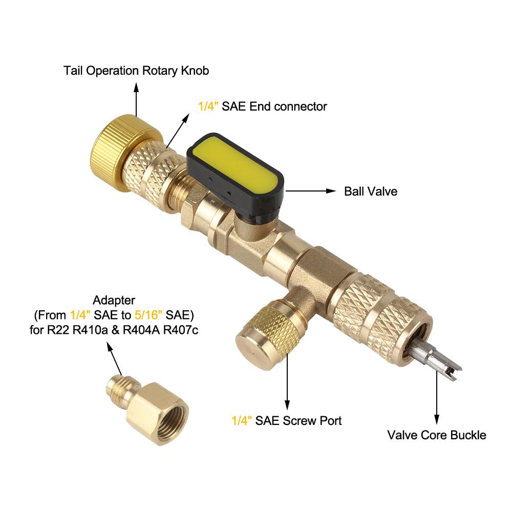 Холодильный инструмент. Заливное соединение. Автомобильный кондиционер. Предохранительный адаптер клапана хладагента R22 R410A. Клапан переменного тока. Ремонт кондиционера и фторид.