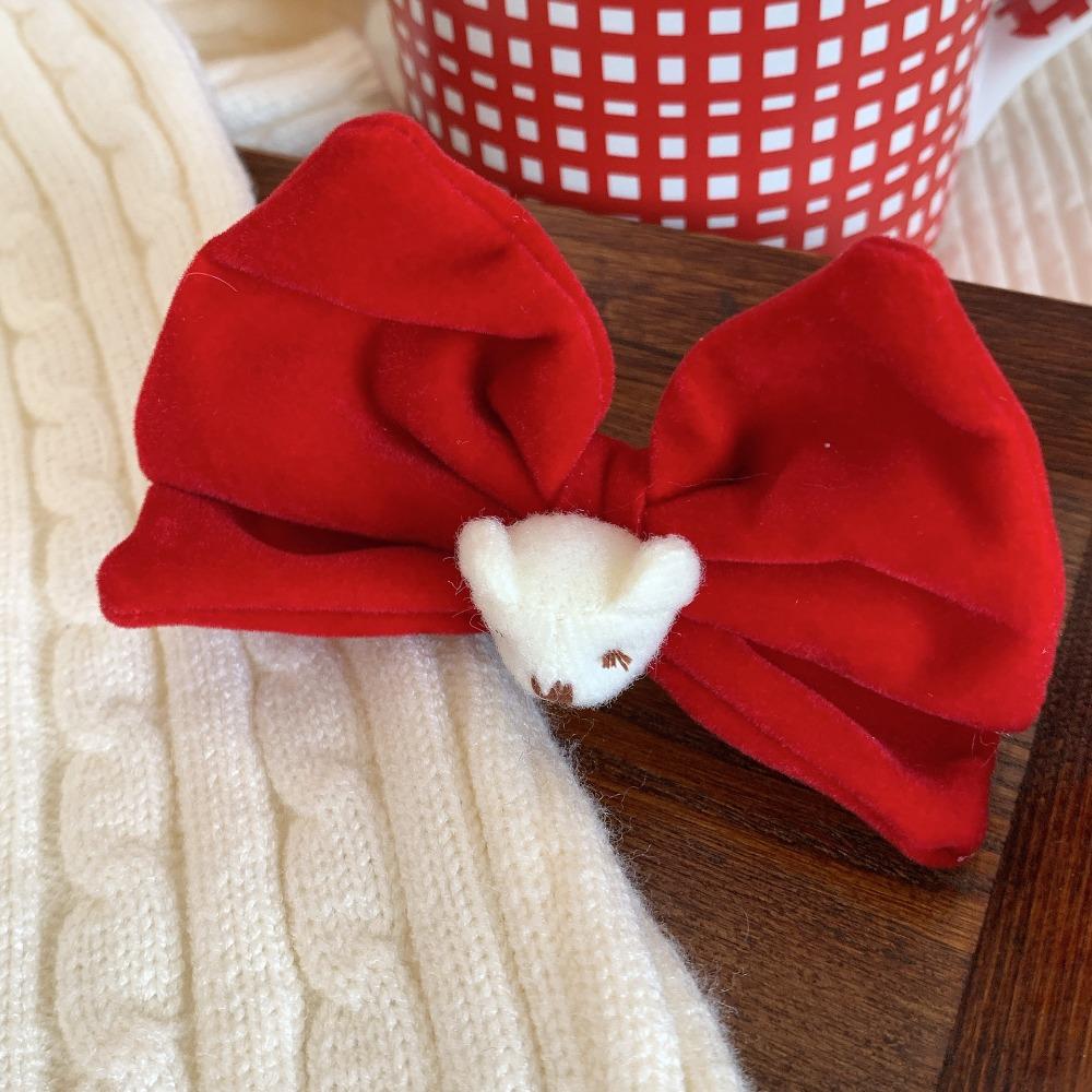 Crown Velvet Red Bow Hairpin Cloth Hanfu Hair Sticks All-match Ancient Style Hairpin  Children
