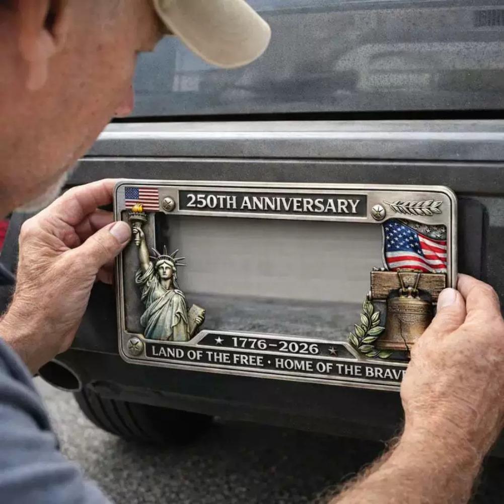 12×6 Inch 250th Anniversary Commemorative License Plate Frame - Meaningful Metal Alloy Decorative Gift For Personal Collection License Plate Covers