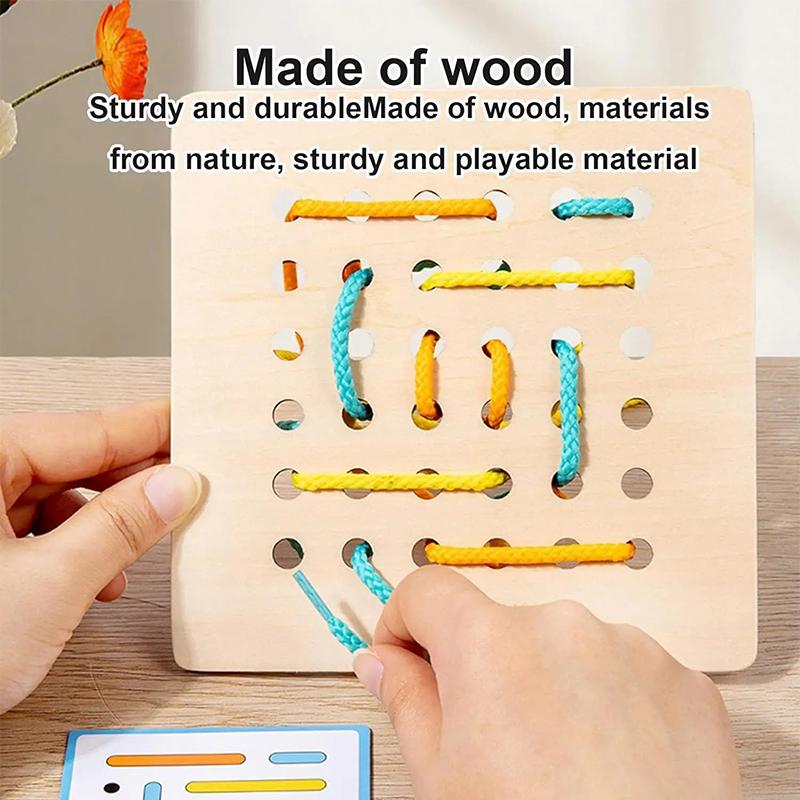 Montessori Wooden Threading Activity Puzzles*Early Educational Fine% Motor Skill Travel Toy~Birthday Gifts for Boys and Girls!!