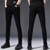 Pure Black Jeans Men Winter Slim Small Feet Trend Elastic Tide Autumn and Winter Casual Long Trousers