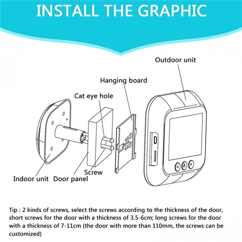 Smart Video Doorbell HD720P Night Vision PIR Motion Detection 2.4 display for home New Door bell with Camera LED