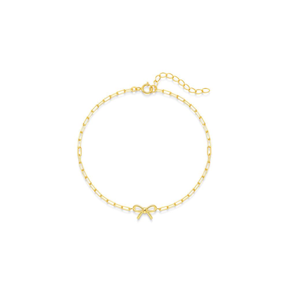 Серебро 925 пробы на каждый день с глянцевой цепочкой-скрепкой с бантом, простой и элегантный браслет