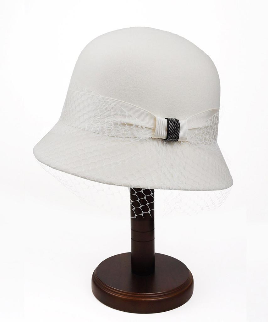Kaliseumontapone Lucia Wool Veil Beaded Cloche Hat