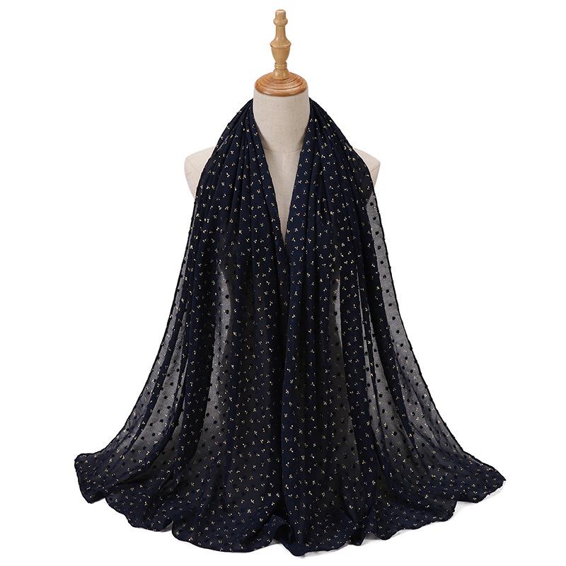 Шарф с жемчугом и штампами из шифона для женщин, однотонный хиджаб для головы, головной платок, однотонные шали, повязка на голову, Foulard Femme, мусульманский хиджаб