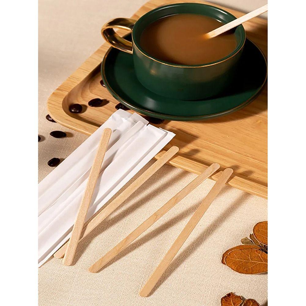 100Pcs 14/18cm Coffee Stirrer Sticks Single Package Drinking Stir Coffee Supply