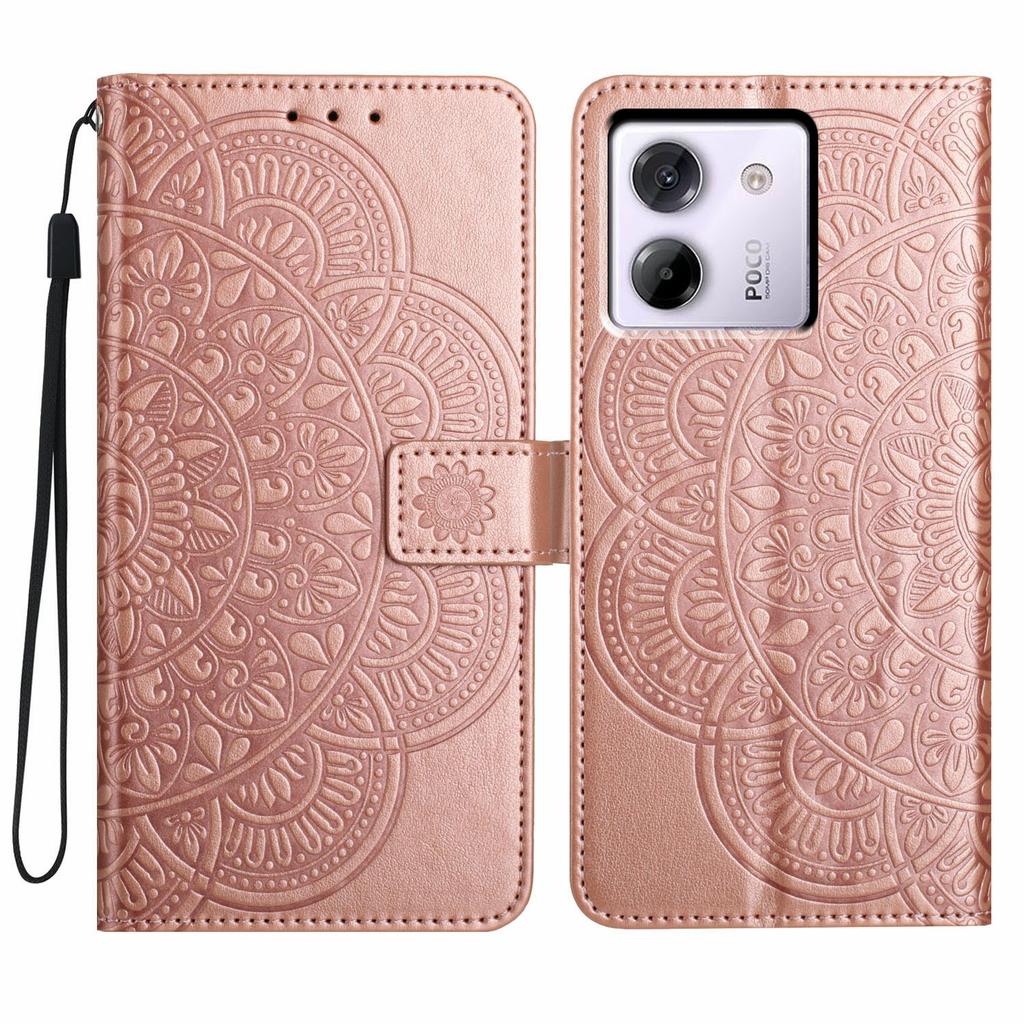 For Xiaomi Poco M7 Pro 5G Leather Case with Card Slots Mandala Pattern Phone Cover Stand