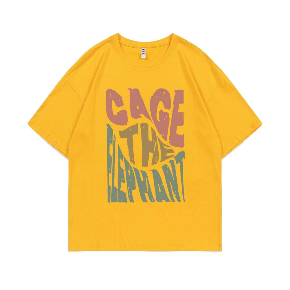 Limited Cage The Elephant Pritn Tshirt Short Sleeve Men Women Fashion Casual Oversized T-shirts Tops Men's Hip Hop Streetwear