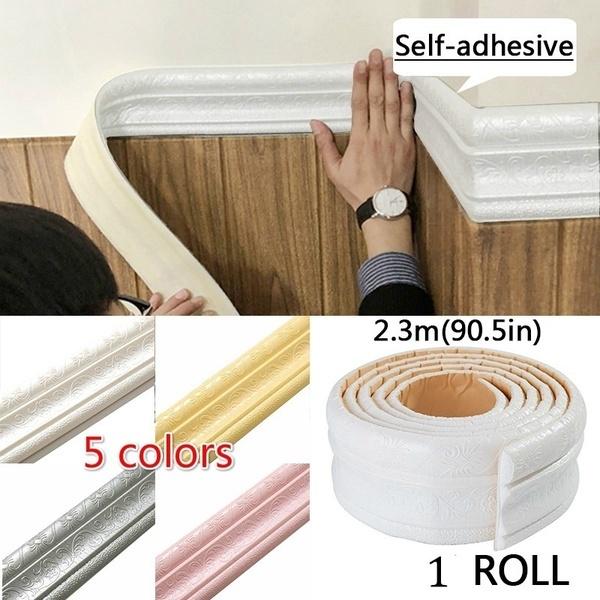 3D Self-adhesive Strip Wall Decoration Foam Frame Strip with Adhesive Waist Line Wallpaper Waterproo