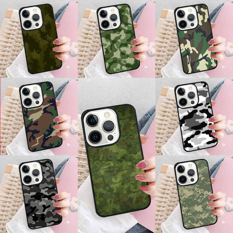 Green Camouflage Phone Case For iPhone 17 Air 15 16e 14 13 Pro Max Coque 12 11 Pro Max PLUS cover