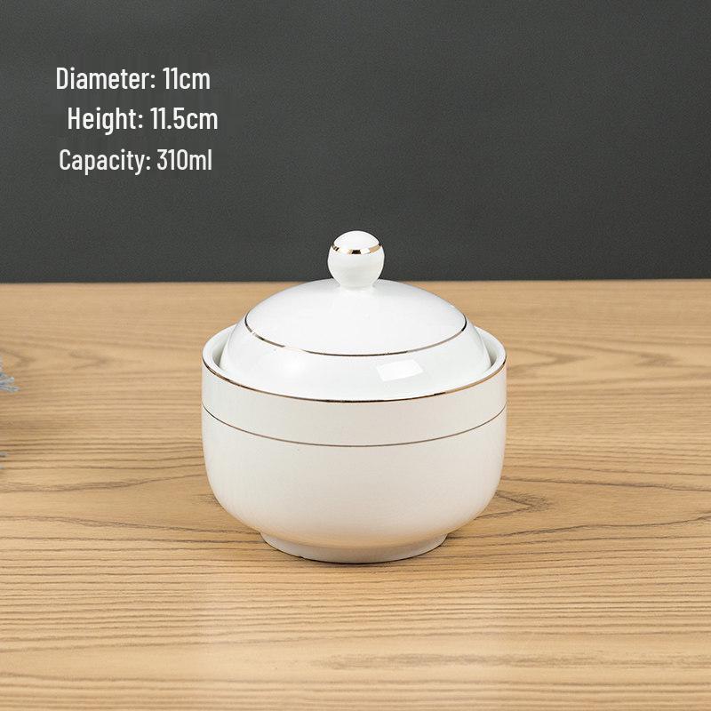 Ceramic Double Boiler Stew Pot with Lid for Soup, Bird's Nest, and Steamed Eggs