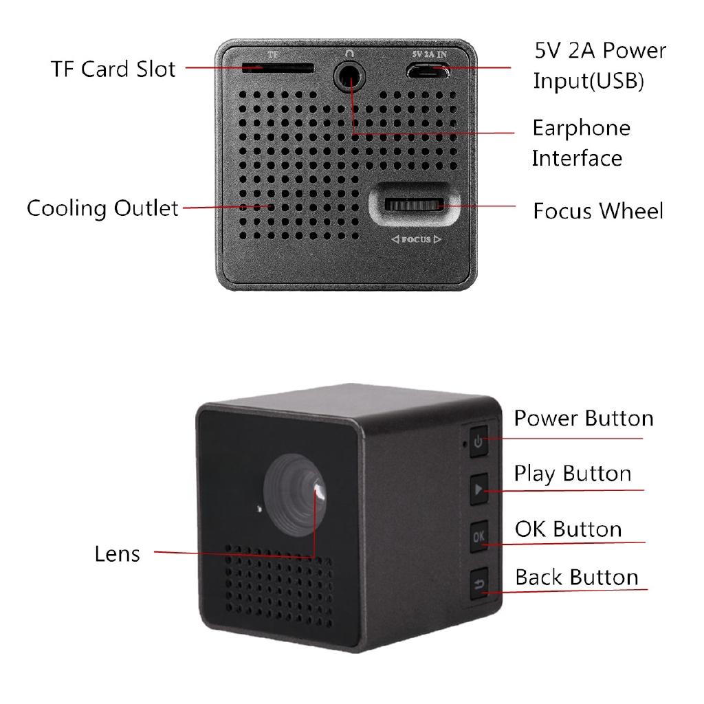 Мини-проектор 1080P Беспроводной Wi-Fi Мобильный проектор Поддержка Miracast Dlna Карманный Проектор Домашний кинотеатр 5.1 DLP Проектор Батарея