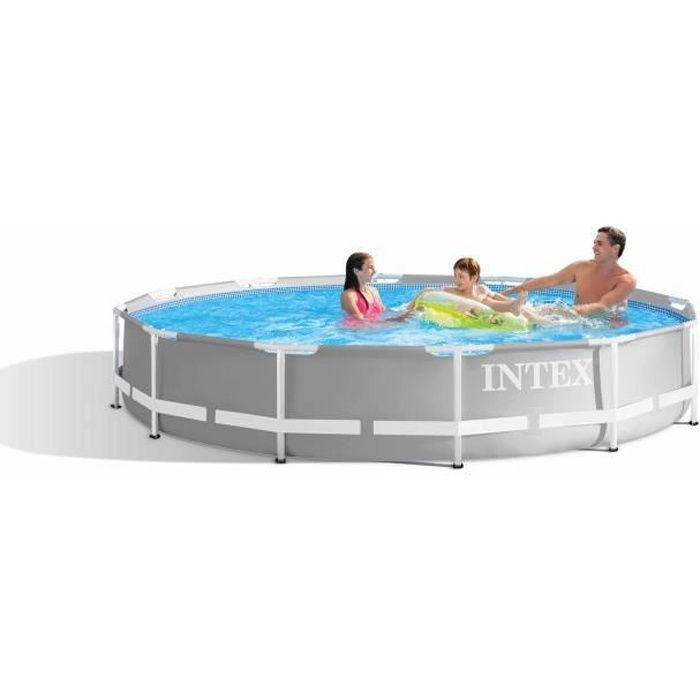 Piscine Tubulaire - INTEX - Prism Frame - Ronde - 366x76 - Acier et PVC laminé