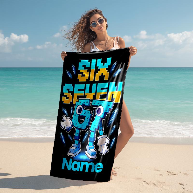 Personalized customized proof beach towel with Six Seven pattern - soft, absorbent,quick-drying,perfect swimming,camping&bathing