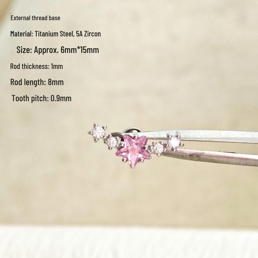 Sparkling Zirconium Titanium Heart & Cross Cartilage Ear Studs - Light Luxury Niche Jewelry