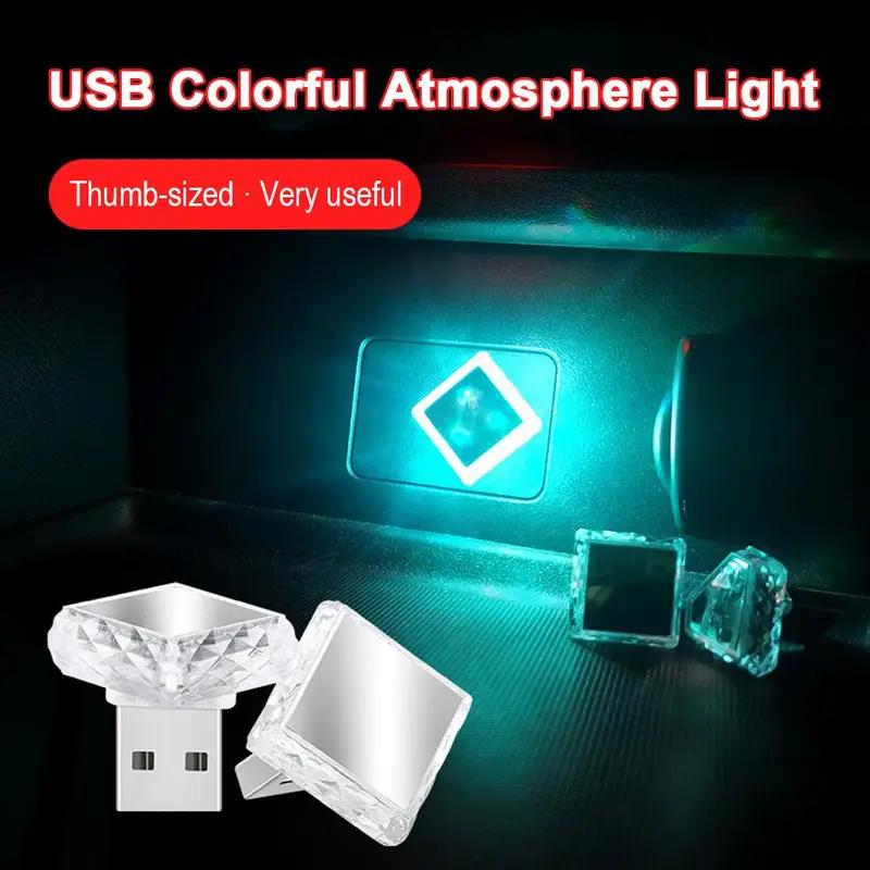 Multicolor USB/Type-C Car Ambient Lighting LED Interior Atmosphere Lights for Car Interior Decoration Easy Install Dome Lights 6