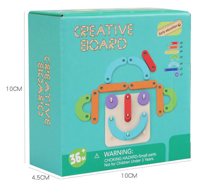 Wooden Creative Geometric Shape Puzzle Nail Board Kid Toy For Color Cognition