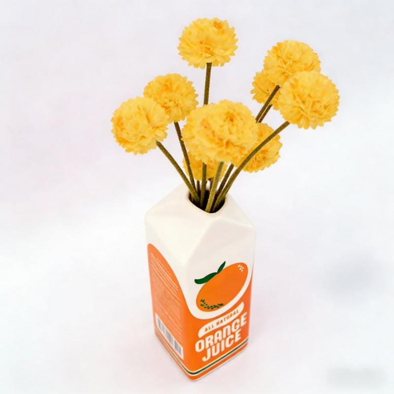 Vintage Creative Orange Juice Ceramic Vase with Original Luster Home Decor Ornament for Entryway and Dining Table
