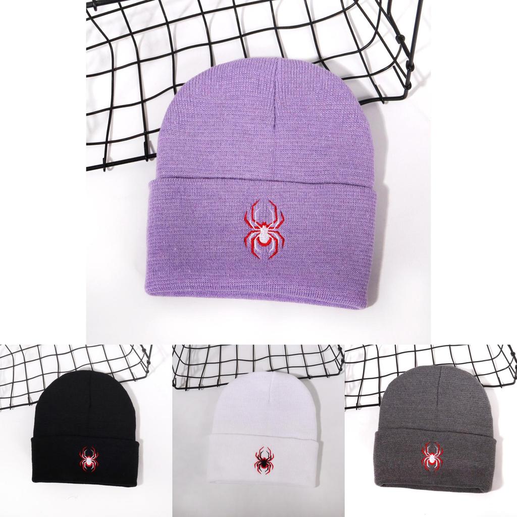 Street Style Spider Pattern Knitted Cap With No Brim For Winter Casual Wear
