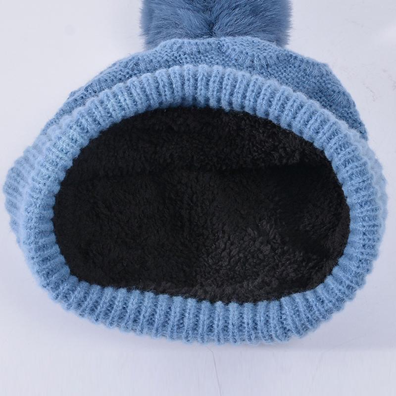 Winter Warm Hat Scarf Gloves Three-piece Set Women's Outdoor Velvet Thick Earmuffs Knitted Wool Cap
