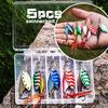 5pcs Spinner Lures with Portable Carry Bag Bass Lures Trout Lures Hard Metal Spinner Baits Kit