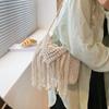 Fashion Casual Cotton Bag Hollow Tassel Beach Bag Flap Hand Woven Bag Cotton Rope Shoulder Crossbody Bag For Women