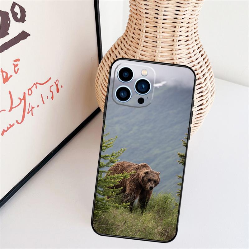 Чехол для телефона с изображением гризли для iPhone 16 Pro Max 14 13 12 11 15 17 Pro Max mini 15 16 Plus 16e Задняя крышка