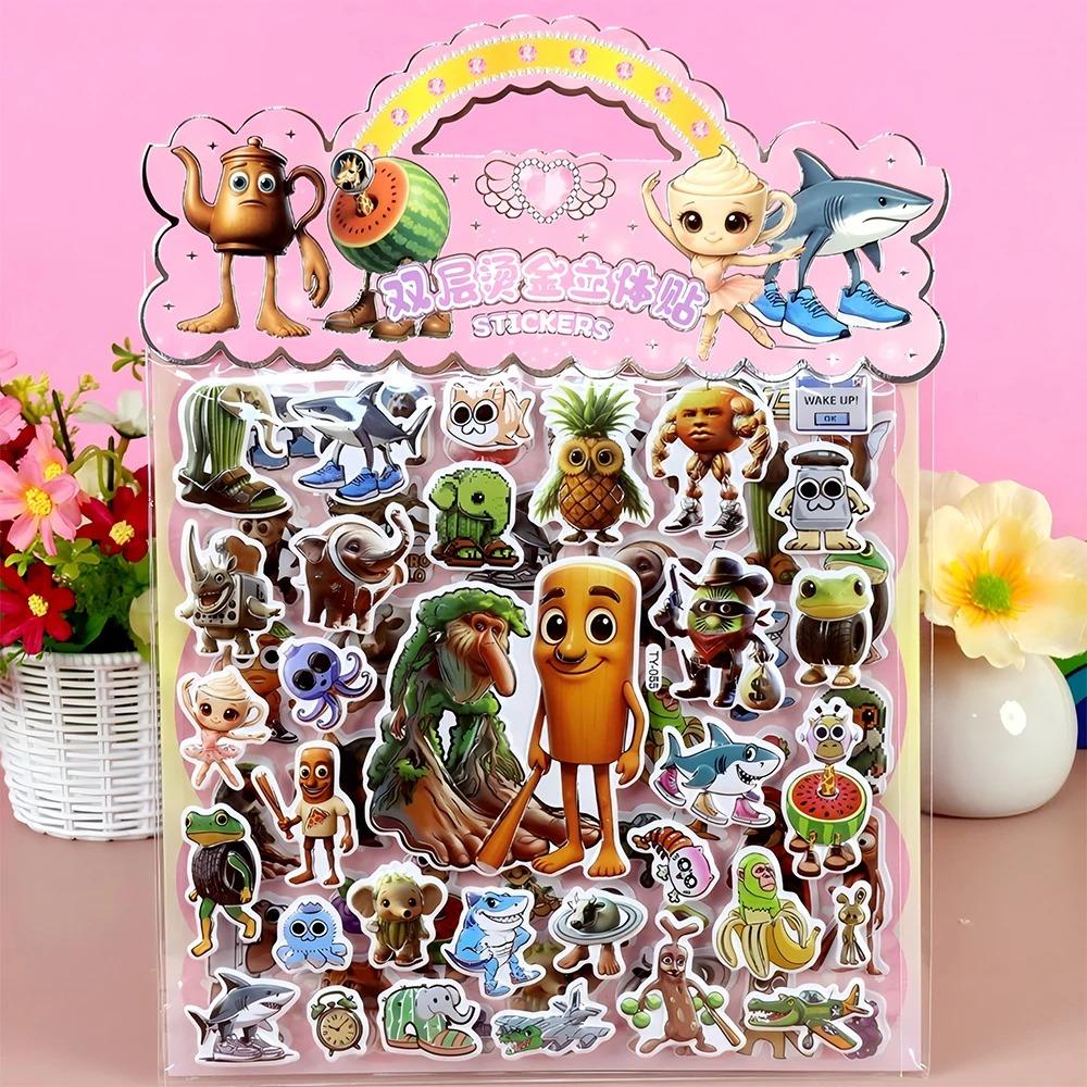 5/20 ШТ. Tung Tung Sahur Итальянские Животные Мозголомные Пузырчатые Наклейки DIY Блокнот Телефон Гитара Мультяшные 3D Объемные Наклейки Игрушки ПодаркиAA