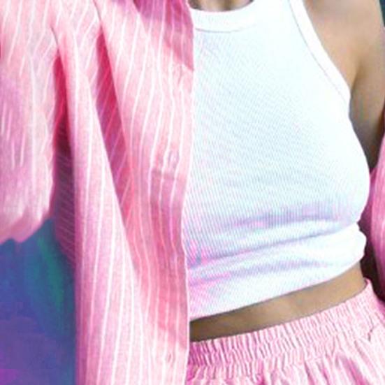 Женский наряд, вертикальные полосы, высокая талия, двухсекционная рубашка с длинными рукавами и лацканами, карманы, шорты для вечеринки