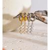 Yhpup Stainless Steel Cubic Zirconia Small Charm Drop Hoop Earrings 16K Gold Platinum Color PVD Plated Stylish Daily Jewelry