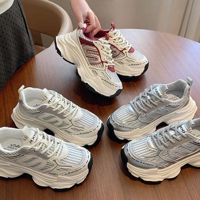 Туфли для папы на толстой подошве, женские, летние, сетчатые, дышащие и легкие, кожаные, повседневные, спортивные туфли