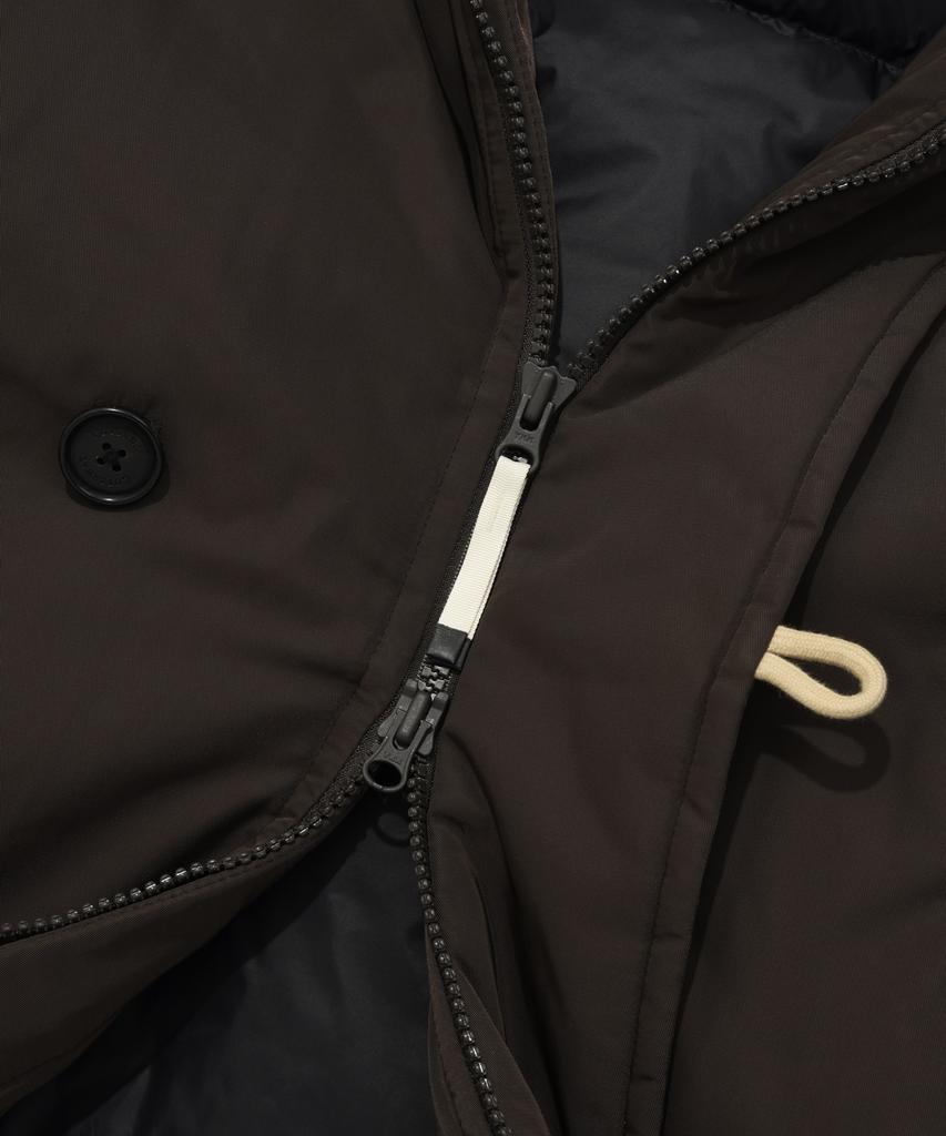 Covernat Mid-Length Hooded Fur Down Jumper Brown