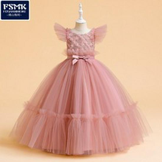 Платье принцессы на одно плечо с пайетками и пышной юбкой для девочек