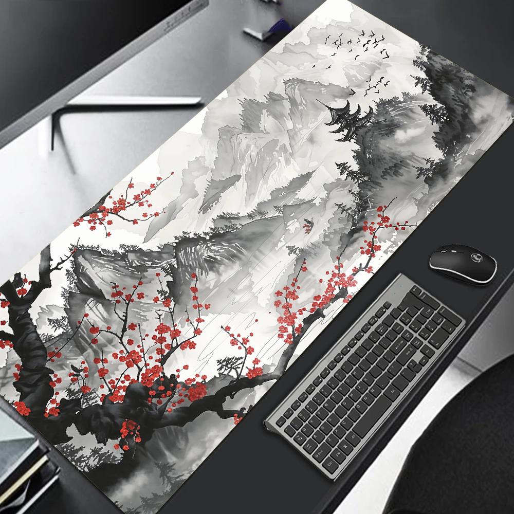 Japanese Style Cherry Blossom Castle Mouse Pad Large Nonslip Waterproof Desk Mat For Office Home Aesthetic Gaming Mousepad