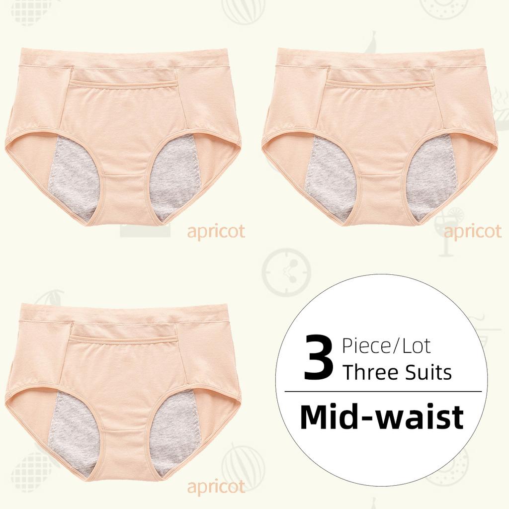 Mid Waist Pocket Physiological Panties Widened Side Leakage Prevention Women Panty Three Layers of Anti-leakage Lady Underwear Briefs