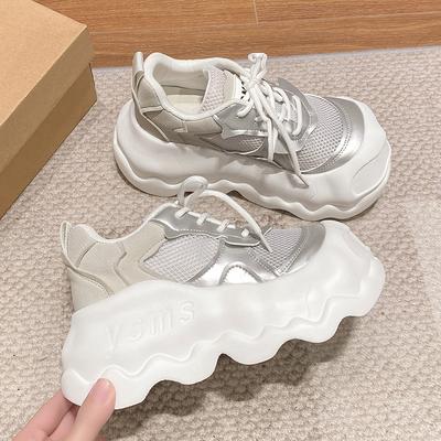 Модные женские летние кроссовки на массивной подошве из дышащей сетки, новые из микрофибры, удобные повседневные папины кроссовки, женская платформа, спортивная обувь