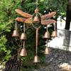 Yousheng Dragonfly Wind Chime with 8 Brass Bells Weather-resistant Vintage Outdoor Garden Yard Patio Hanging Metal Wind Bell Decoration