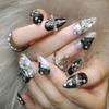 Миндальные накладные ногти, многоразовые искусственные ногти с дизайном из страз, накладные ногти, наклейки, полное покрытие, акриловые клеевые ногти, наклейки для ногтей для женщин