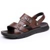 Sandals Men's 2025 New Leather Casual Platform Beach Shoes Men's Summer Wear Dad Dual-purpose Cool Slippers Men