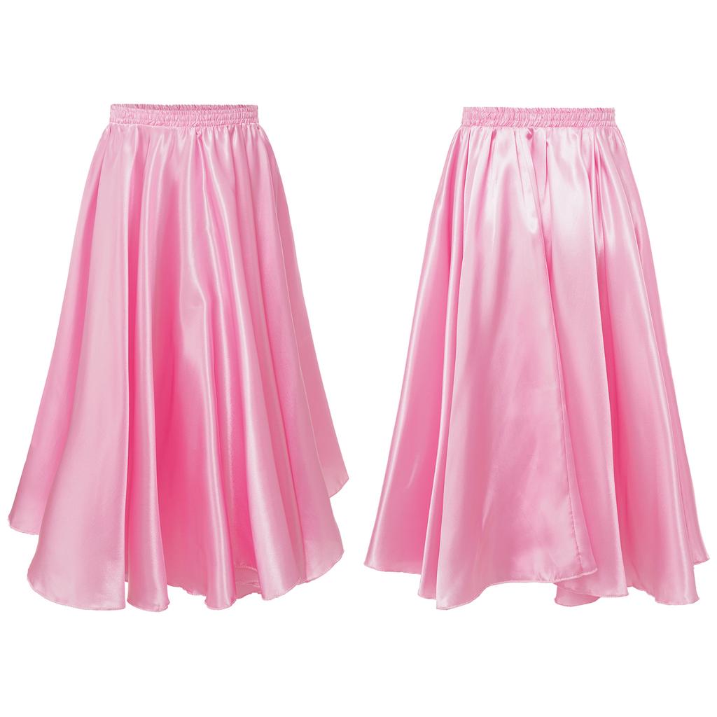 Kids Girls Stylish Dance Clothing Elastic Waistband Large Swing Loose Half-length Skirt