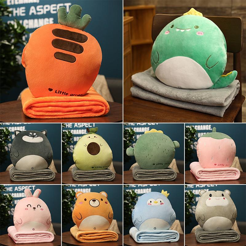 Cartoon Office Pillow Quilt 2 In 1 Car Cushion Multi-Function Blanket Cushion Decor Nap Blanket for Afternoon Rest