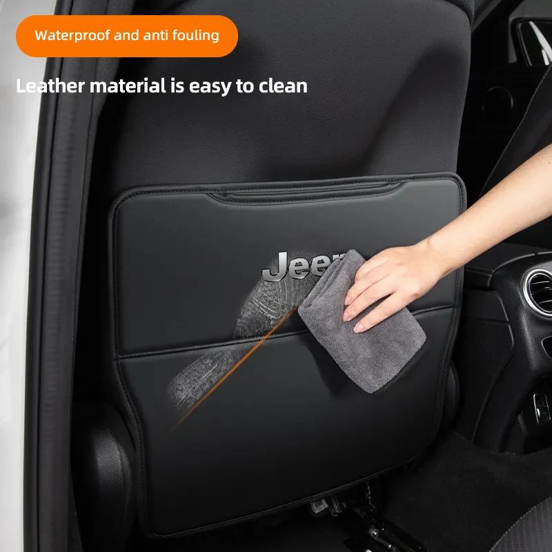 For Jeep Leather Car Anti-Kick Mats Auto Seat Back Protector Cover For Jeep Grand Cherokee Wrangler JK Gladiator Compass Rene